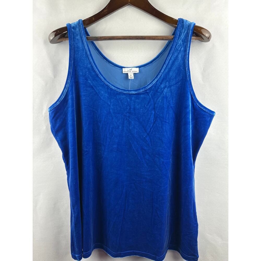 Women’s Shavonne Dorsey Royal Blue Velvet Tank Top Size XL